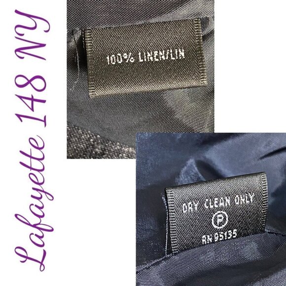 LAFAYETTE 148 NY 100% Linen Charcoal Gray Metallic Silver Blazer Jacket, Size 4 - Picture 7 of 9
